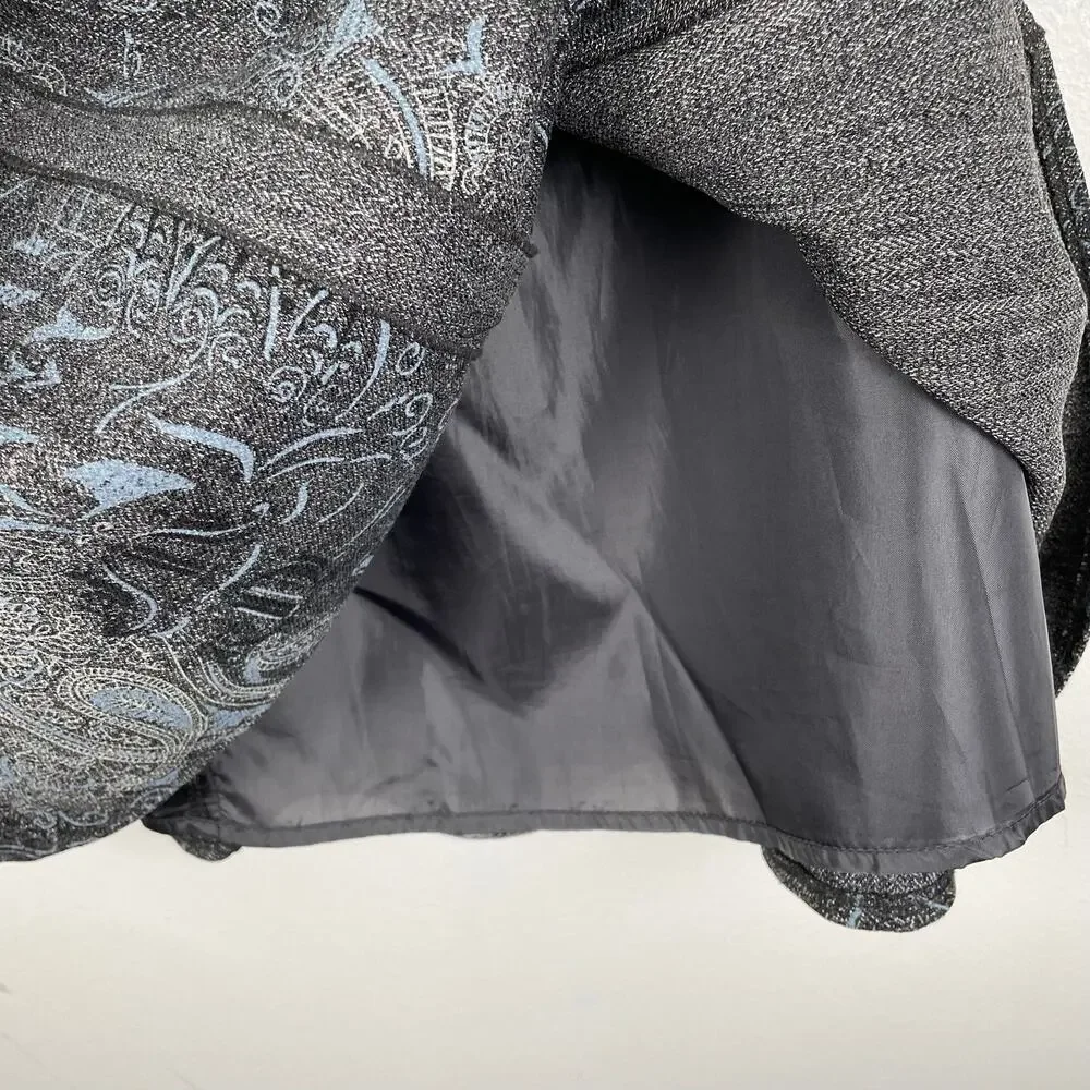 y2k VTG Simply French Skirt Size 6 Gray Blue Paisley Fairy Grunge Whimsigoth